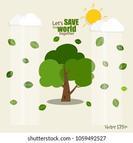 ECO FRIENDLY. Ecology concept with tree background. Vector illustration.
