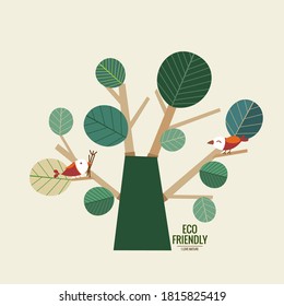 ECO FRIENDLY. Ecology concept with tree background. Vector illustration
