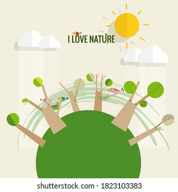 ECO FRIENDLY. Ecology concept with tree background. Vector illustration