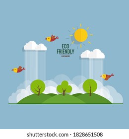 ECO FRIENDLY. Ecology concept with tree background. Vector illustration