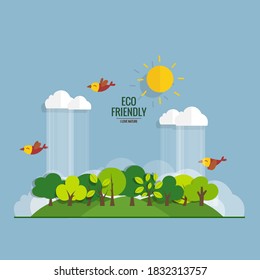 ECO FRIENDLY. Ecology concept with tree background. Vector illustration