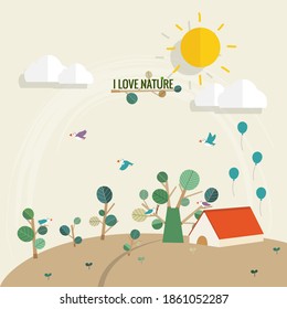 ECO FRIENDLY. Ecology concept with tree background. Vector illustration.