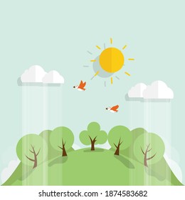 ES AMABLE. Concepto de ecología con fondo de árbol. Ilustración vectorial.