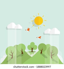 ECO FRIENDLY. Ecology concept with tree background. Vector illustration.