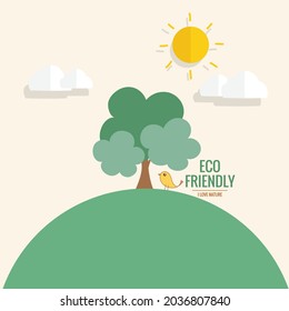 ECO FRIENDLY. Ecology concept with tree background. Vector illustration