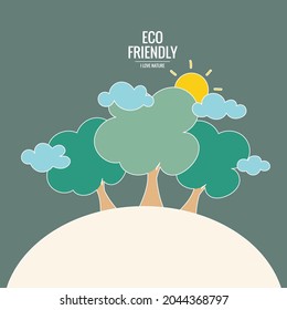 ES AMABLE. Concepto de ecología con fondo de árbol. Ilustración del vector