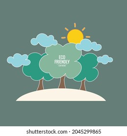 ECO FRIENDLY. Ecology concept with tree background. Vector illustration