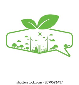 ECO FRIENDLY. Ecology concept with tree background. Vector illustration