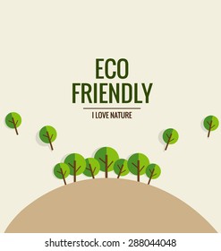 ECO FRIENDLY. Ecology concept with tree background. Vector illustration.