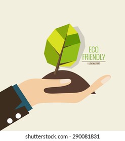 ES AMABLE. Concepto de ecología con fondo de árbol. Ilustración vectorial.