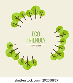 ECO FRIENDLY. Ecology concept with tree background. Vector illustration.