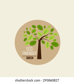ECO FRIENDLY. Ecology concept with tree background. Vector illustration.