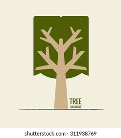 ES AMABLE. Concepto de ecología con fondo de árbol. Ilustración vectorial.