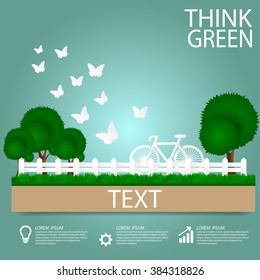 ECO FRIENDLY. Ecology concept with tree background. Vector illustration.