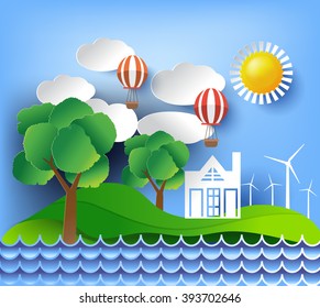 ECO FRIENDLY. Ecology concept with tree background. Vector illustration