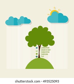 ECO FRIENDLY. Ecology concept with tree background. Vector illustration.