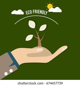 ECO FRIENDLY. Ecology concept with Trees. Vector illustration.