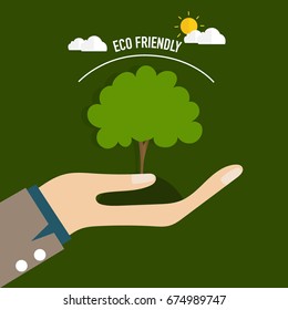 ECO FRIENDLY. Ecology concept with Trees. Vector illustration.
