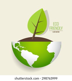 ECO FRIENDLY. Ecology concept, vector illustration.