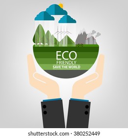 ECO FRIENDLY. Ecology concept, vector illustration.