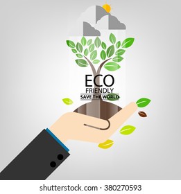 ECO FRIENDLY. Ecology concept, vector illustration.