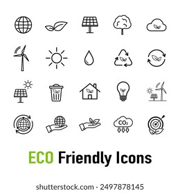 Eco friendly, Ecology, Environment, sustainability vector collection icons set