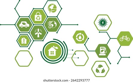eco friendly, ecology, green technology and environment symbols.