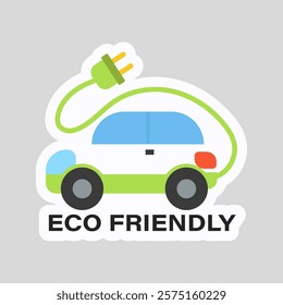 Eco friendly ecology sticker in flat design. Vector illustration isolated.