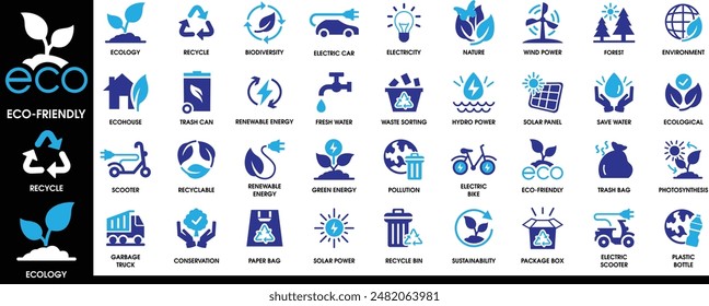 Eco Friendly Ecology Vector Icons Symbols Graphics Illustration.