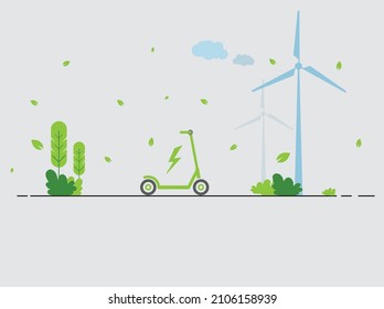 eco friendly Electric scooter. ecology concept. vector illustrations