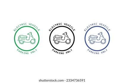 Eco friendly electric vehicle charging sign concept. Parking sign for electric scooter motorbike.