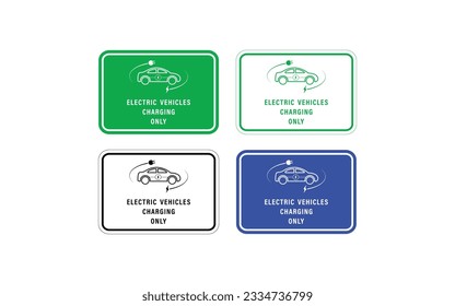 Eco friendly electric vehicle charging sign concept. Parking sign for electric car.