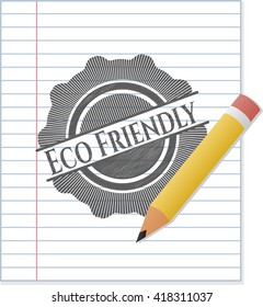 Eco Friendly emblem draw with pencil effect
