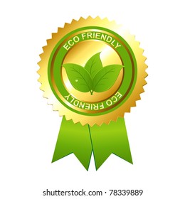 Emblema Eco Friendly, Aislado En Fondo Blanco, Ilustración Vectorial