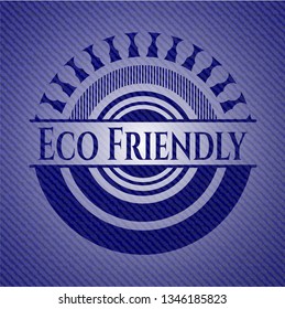 Eco Friendly emblem with jean background