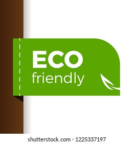 Eco friendly emblem vector illustration. Label for green and natural products. Isolated on white background.