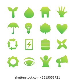 eco friendly energy ecology icon. go green gradient hand drawn icon on white background