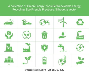 Eco Friendly Energy Icons Green Technology, Renewable Power  Sustainability Vectors