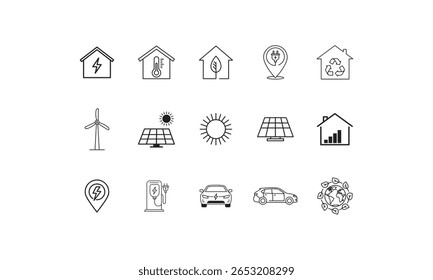 Eco friendly energy icons house electricity