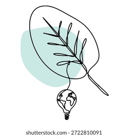 Bombilla de hoja de energía ecológica Vector