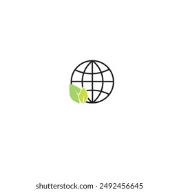 Eco friendly environment around the globe. Eco friendly icon globe outline isolated on white. 