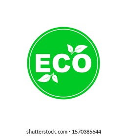 Eco Friendly Environment. Green vector ECO icon. Sticker isolated.
