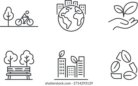 Iconos ecológicos del medio ambiente fijados para la iniciativa verde
