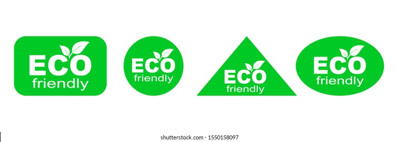 Eco Friendly Environment. Set of green ECO stickers. Vector paper labels isolated.