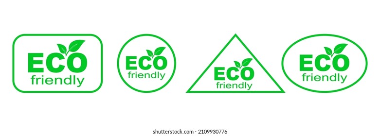 Eco Friendly Environment. Set of green ECO stickers. Vector paper labels isolated.