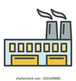 Eco friendly factory icon. Outline eco friendly factory vector icon color flat isolated on white