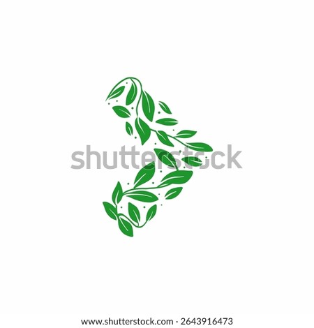 Eco friendly fast forward arrow icon made from full of green leaves