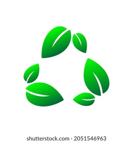 Eco friendly flat icon. Recycle green gradient sign on white background.