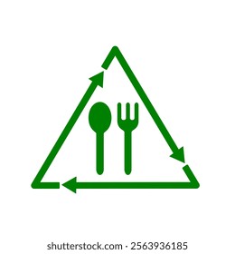 Eco friendly fork and spoon with green colour. Use recycle utensil food campaign to save earth. Fork spoon icon vector illustration