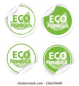 Eco Friendly Formula stickers, labels set. Vector